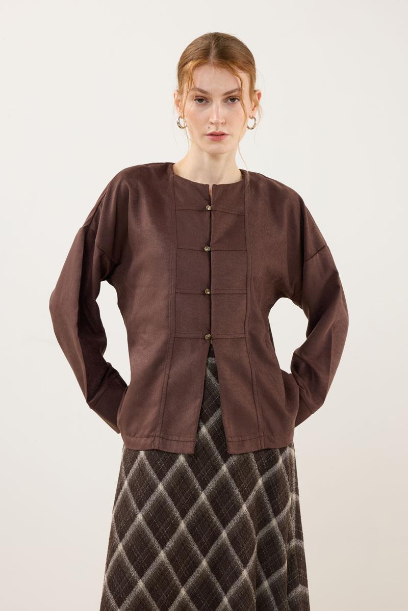 İnce Süet Ceket Acı kahve