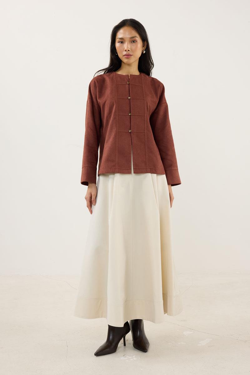 İnce Süet Ceket Kiremit