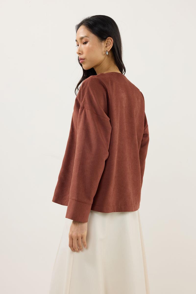 İnce Süet Ceket Kiremit