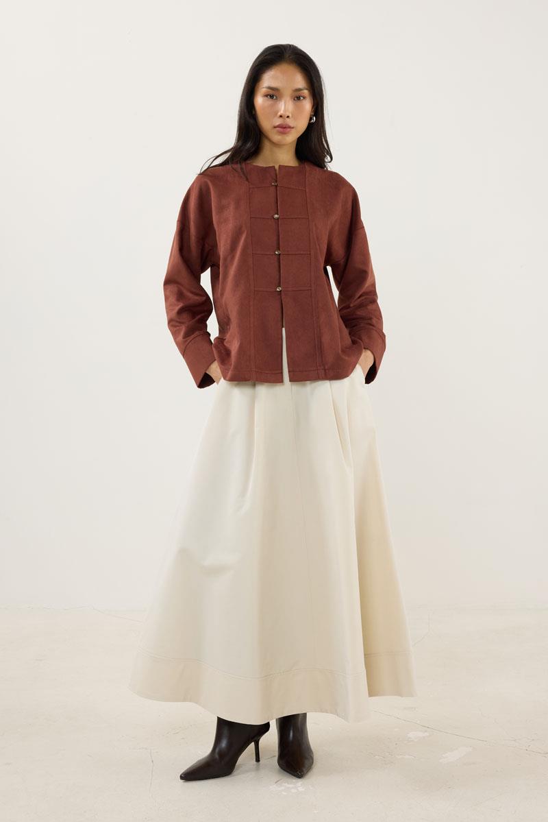 İnce Süet Ceket Kiremit