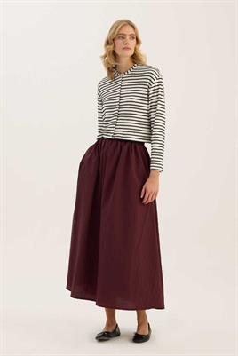 İnci Düğmeli Çizgili Hırka Beyaz