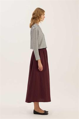 İnci Düğmeli Çizgili Hırka Beyaz