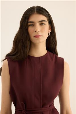 İp Kemerli Yelek Bordo