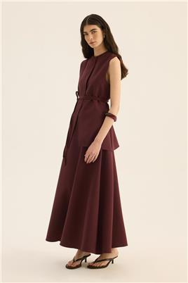 İp Kemerli Yelek Bordo