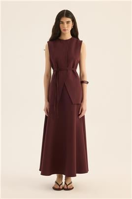 İp Kemerli Yelek Bordo