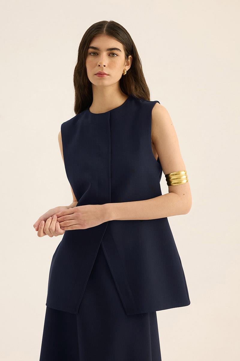 İp Kemerli Yelek Lacivert