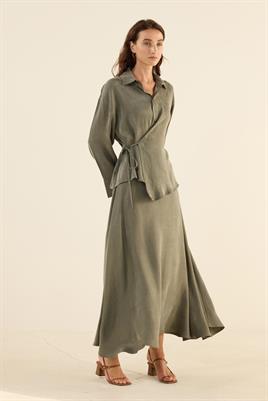 İpek Kupra Etek Haki