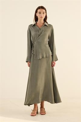 İpek Kupra Etek Haki