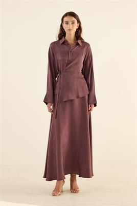 İpek Kupra Etek Mürdüm