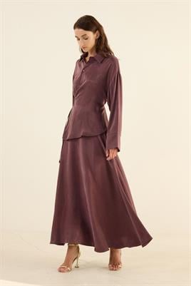 İpek Kupra Etek Mürdüm