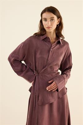 İpek Kupra Etek Mürdüm