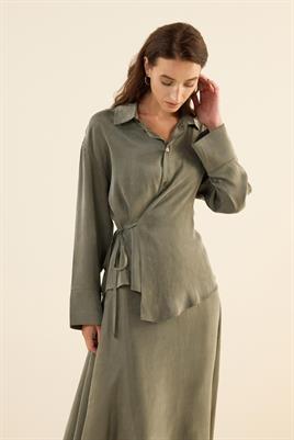 İpek Kupra Gömlek Haki