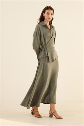 İpek Kupra Gömlek Haki