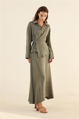 İpek Kupra Gömlek Haki