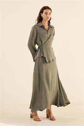 İpek Kupra Gömlek Haki