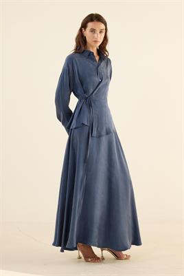 İpek Kupra Gömlek Lacivert