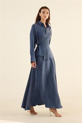 İpek Kupra Gömlek Lacivert