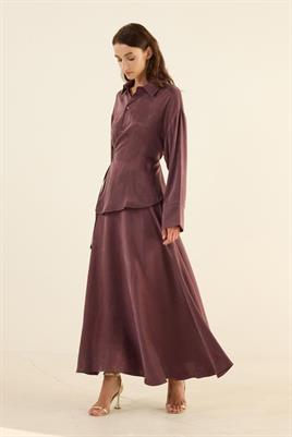 İpek Kupra Gömlek Mürdüm