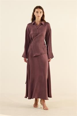 İpek Kupra Gömlek Mürdüm