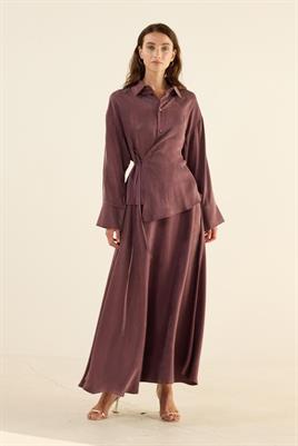 İpek Kupra Gömlek Mürdüm