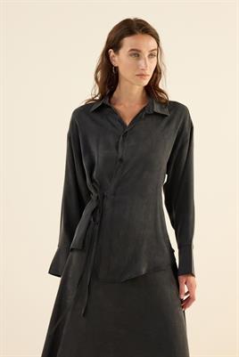 İpek Kupra Gömlek Siyah