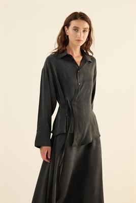 İpek Kupra Gömlek Siyah