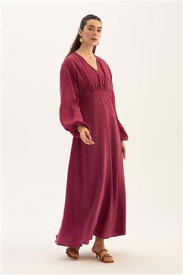 Işıltılı Liyosel Elbise Fuşya