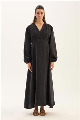 Işıltılı Liyosel Elbise Siyah