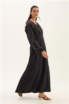 Işıltılı Liyosel Elbise Siyah