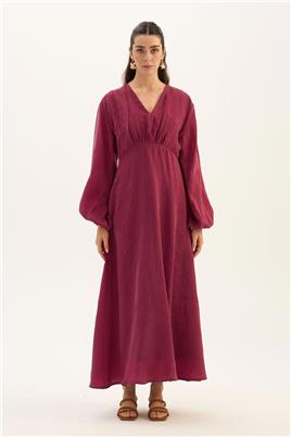 Işıltılı Liyosel Elbise Fuşya