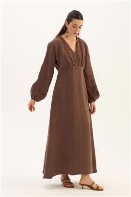 Işıltılı Liyosel Elbise Acı kahve