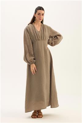 Işıltılı Liyosel Elbise Vizon