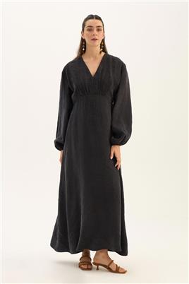 Işıltılı Liyosel Elbise Siyah