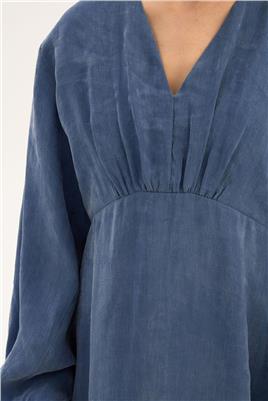 Işıltılı Liyosel Elbise İndigo