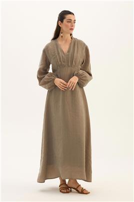 Işıltılı Liyosel Elbise Vizon