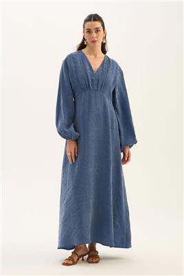 Işıltılı Liyosel Elbise İndigo