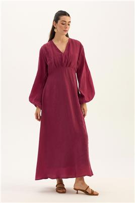 Işıltılı Liyosel Elbise Fuşya