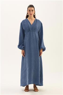 Işıltılı Liyosel Elbise İndigo