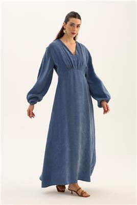 Işıltılı Liyosel Elbise İndigo