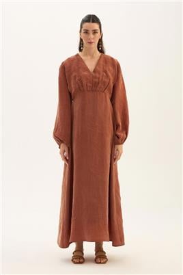 Işıltılı Liyosel Elbise Kiremit