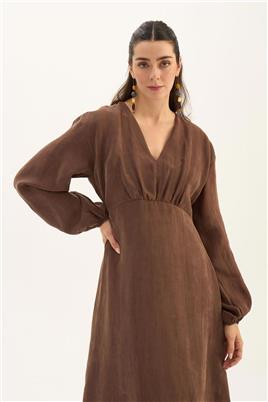 Işıltılı Liyosel Elbise Acı kahve