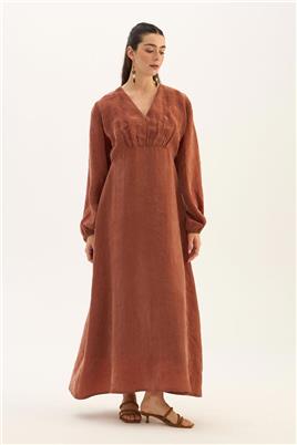 Işıltılı Liyosel Elbise Kiremit