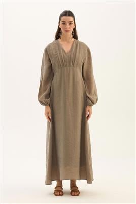 Işıltılı Liyosel Elbise Vizon