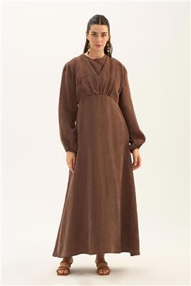 Işıltılı Liyosel Elbise Acı kahve