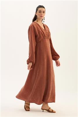 Işıltılı Liyosel Elbise Kiremit