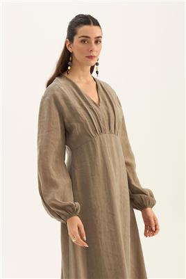 Işıltılı Liyosel Elbise Vizon