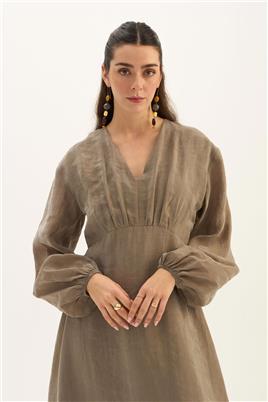 Işıltılı Liyosel Elbise Vizon