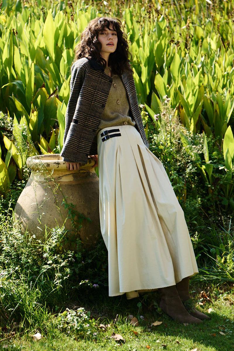 Kadife Yakalı Ekoseli Ceket Acı kahve