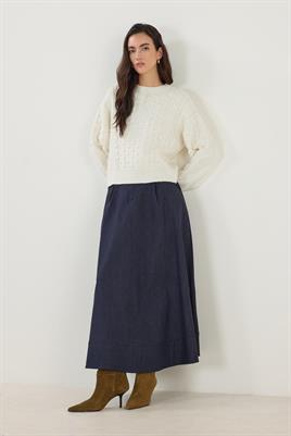 Düğüm Detaylı Kazak Ekru