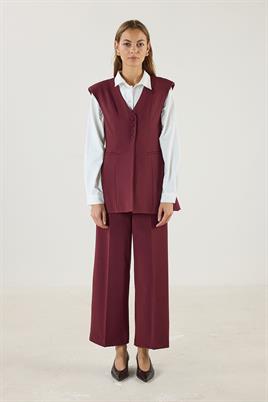 Fit Kalıplı Kuplu Yelek Bordo